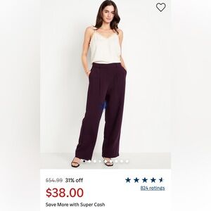 NWT - Old Navy Taylor Wide Leg Trousers - Dark Red and Cream - Two pair for $40